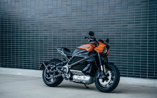 A motorcycle parked at the roadside